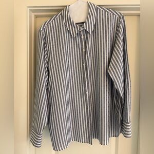 Like new Boden Blue and White Striped Shirt with gold thread flecks